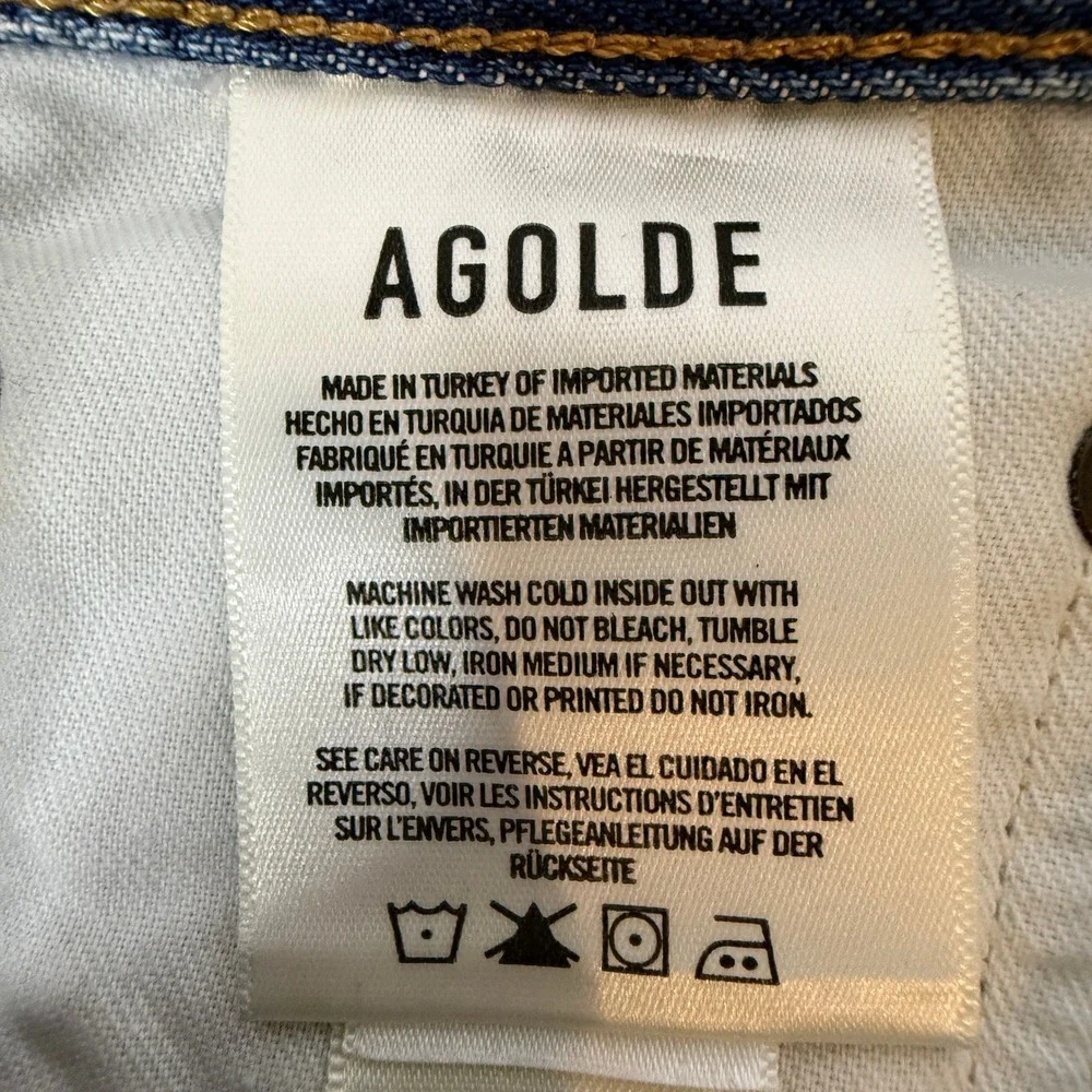 AGOLDE Parker Long Shorts 25 Light Wash Raw Hem Organic Cotton 4
